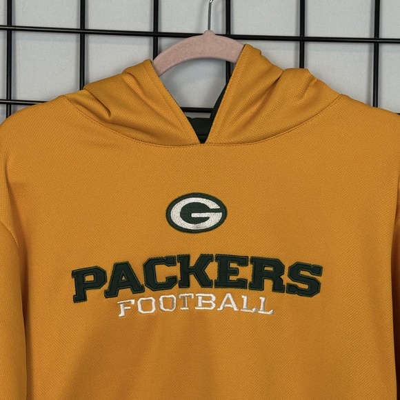 NFL Team Reebok Green Bay Packers Hoodie Youth XL Yellow Pullover Stitched - Picture 2 of 11